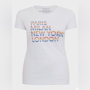 Torrid Size 3 Paris Milan White Slub Crew Tee